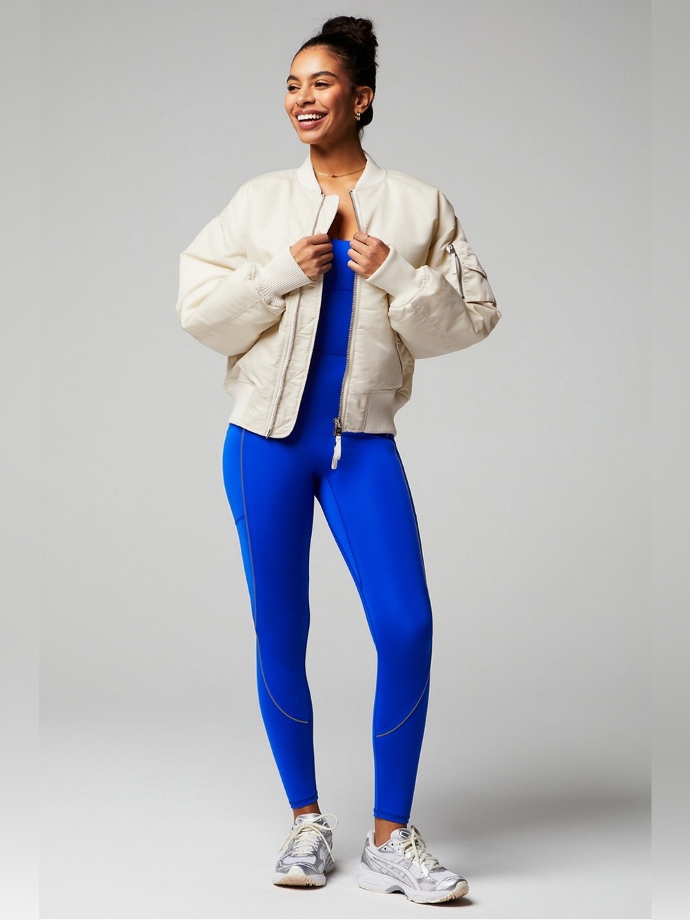 FABLETICS Iconic Oversized Bomber Jacket. Ivory size M
